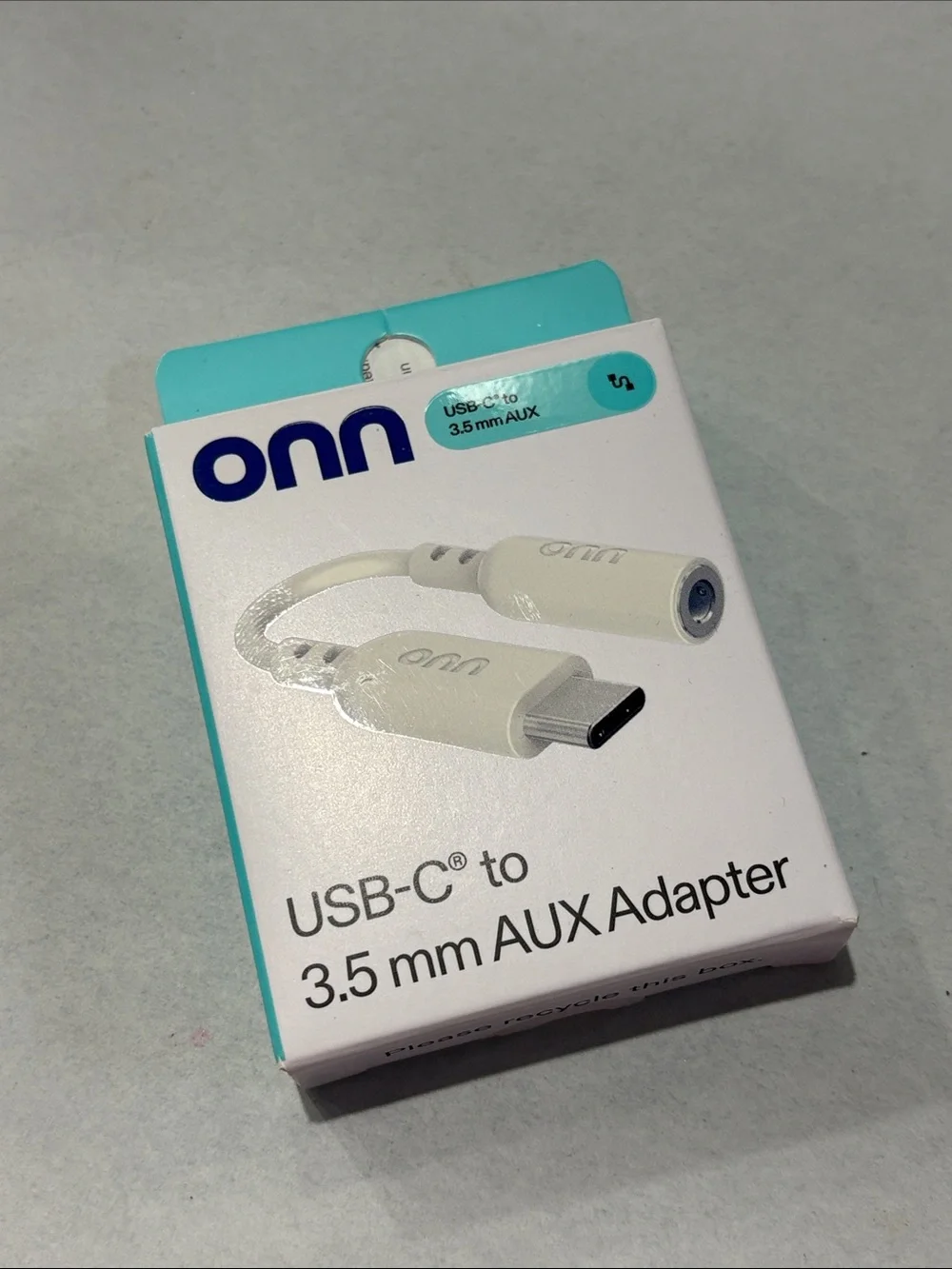 Onn USB-C to 3.5mm AUX Adapter - White new sealed